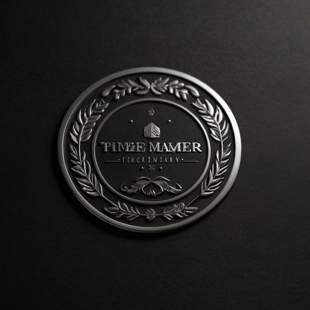 Embossed silver logo mockup on dark paper