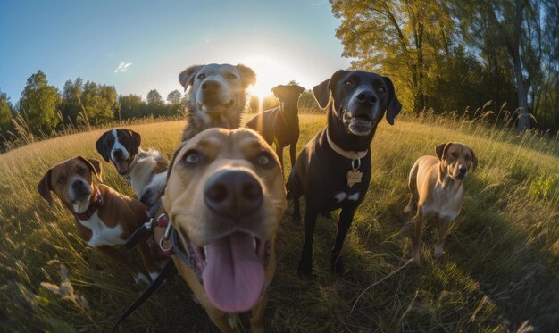 犬の魅力を抱きしめて 犬の可愛い写真のセルフィーを 生成的なAIツールを使用して作成します