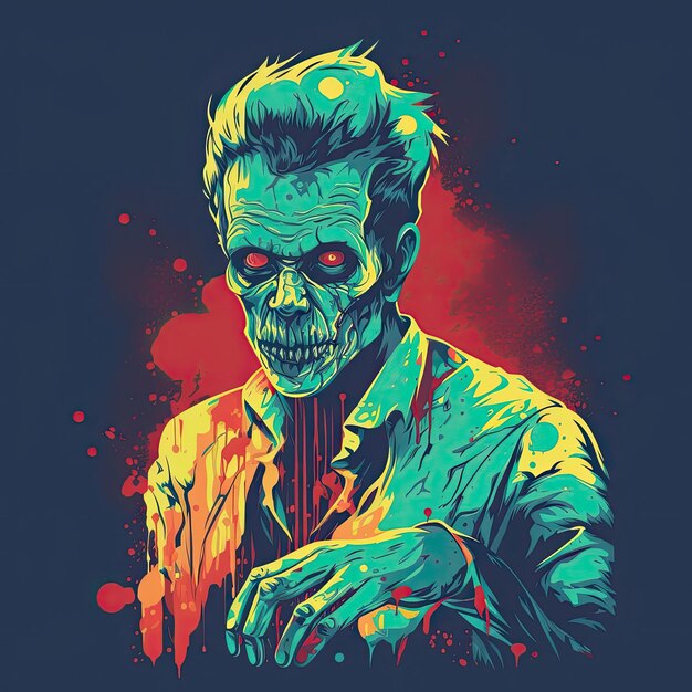 Embrace classic horror themes like zombies ghosts and vampires colorful Halloween professional tshirt design AI Generated