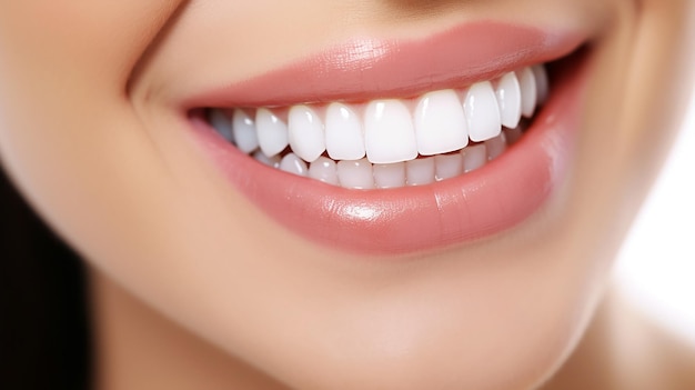 숙련된 치과의사가 여성의 치아를 검사하는 동안 완벽한 하얀 미소의 개념을 받아들이세요.