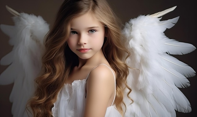 Photo embrace the divine beauty of a perfect human model showcasing a little girl with angelic qualities that evoke awe and wonder