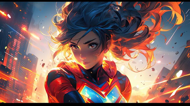 Embrace the Kawaii Heroine Anime Girl Superhero in Striking Digital Art Style