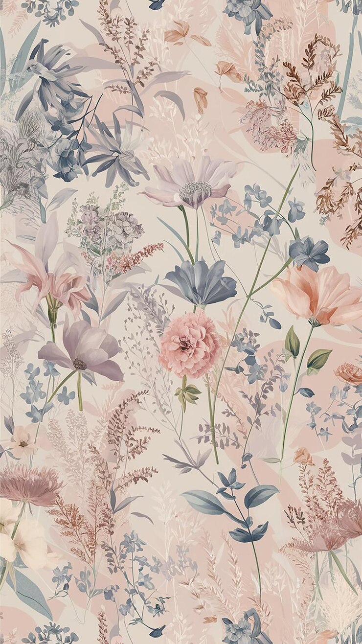 Embrace Natures Embrace Soft Pastel Florals and Botanicals for Serene Seamless floral pattern plan