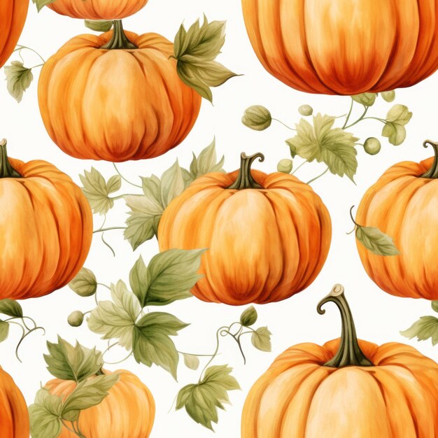 Embrace the warmth of autumn with this charming pumpkin watercolor pattern