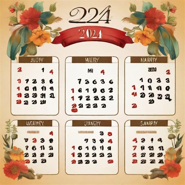 Принимайте предстоящий год Календарь 2024 Организуйте план и воспользуйтесь каждым днем