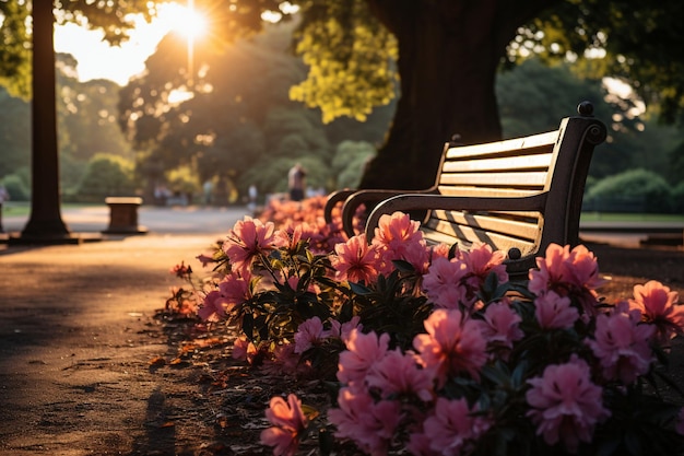 Embracing Autumn Serenity Amidst Vintage and Wooden Seating in the Park