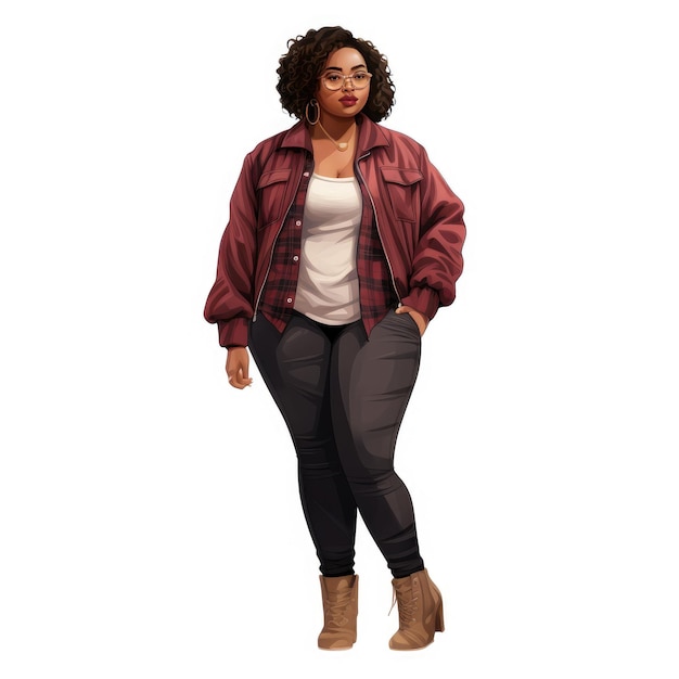 Photo embracing body positivity realistic illustration of a stylish african american woman celebrating se