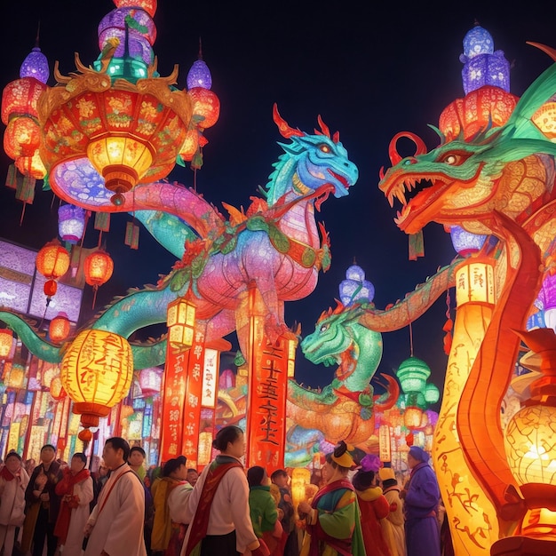 Photo embracing the dragon celebrating chinese new year