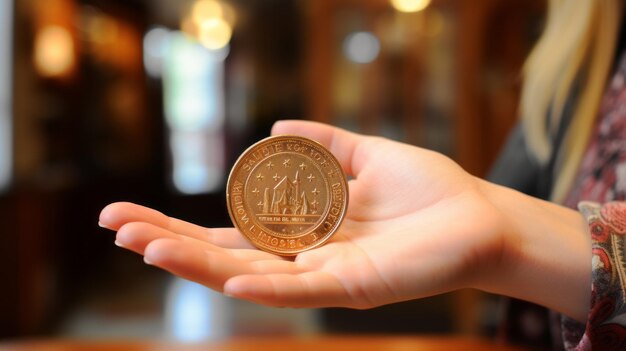 Embracing European Currency A CloseUp of a Hand Holding a One Euro Coin