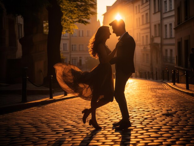 Embracing Love Dancing in the Warm Sunset