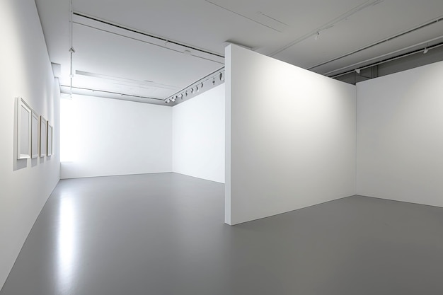 Embracing Minimalism: Tranquil White Space Beckoning Creativity, a Pristine Gallery or Room for Artistic Exploration created with Generative AI technology