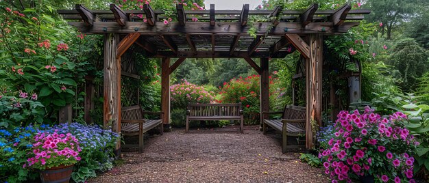 都市 の 中 で 自然 を 抱きしめる イギリス の 都市 庭園 の ペルゴラ の 素敵 な 美しさ