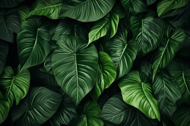 자연 의 아름다움 을 받아들이는 것 열대 잎 패턴 과 초록색 과 질감 있는 배경