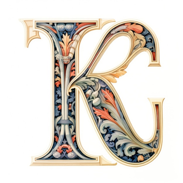 豊かさ を 抱きしめる 中世 の 手稿 の 複雑 な 富 に 照らさ れ た 初頭 文字 の K