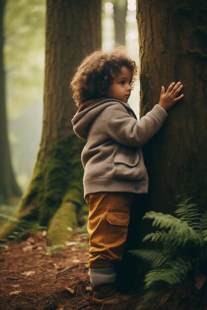 Foto abbracciare il pianeta in un gesto di amore e di impegno per la natura con le persone abbracciare l'albero