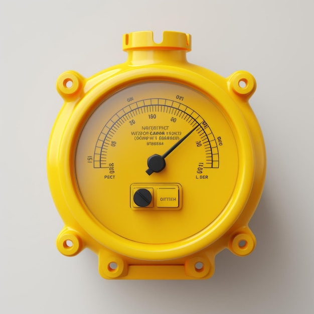 Embracing Simplicity 3D Minimalistic Yellow Gas Meter on a White Background