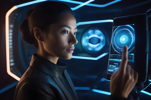 Embracing Tomorrow Human Interaction with Futuristic Technology in Concept Photography