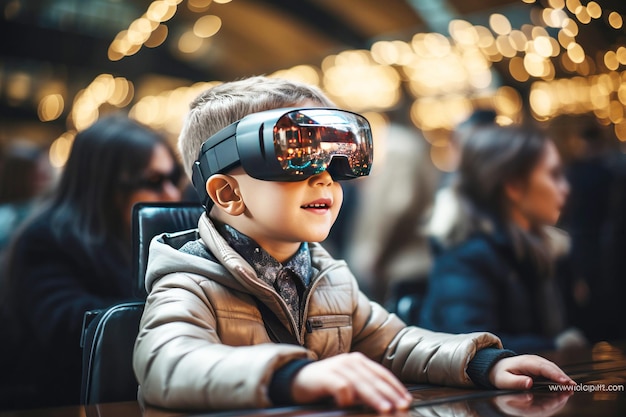 Embracing virtual education schoolboy in VR glasses