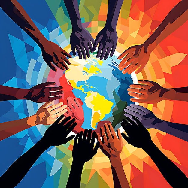 Фото Мировой мир - плакат свободы, счастья и глобальной гармонии