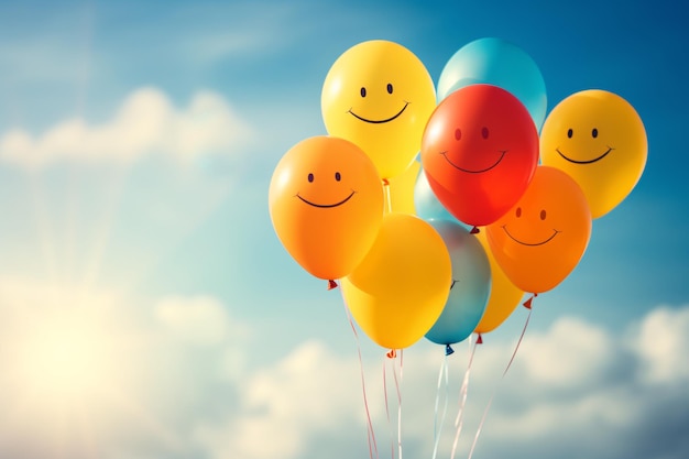 Embracing World Smile Day with MultiColor Colorful Balloon Celebration in the Sky Generative AI