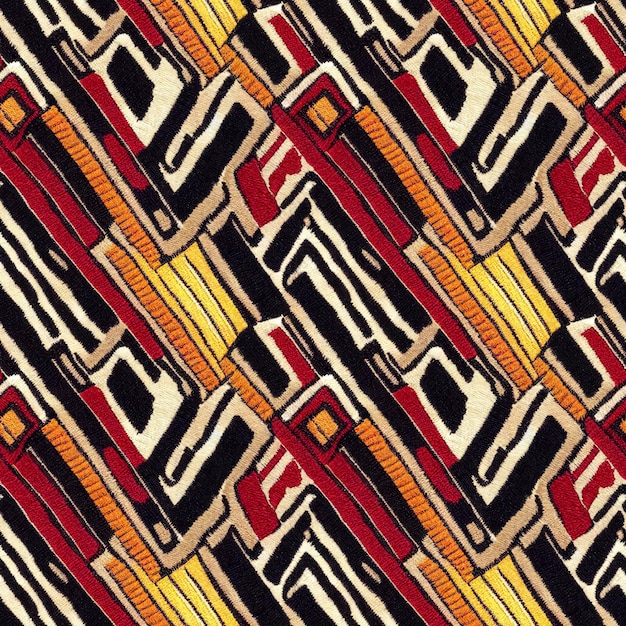 Вышитый абстрактный дизайн ткани бесшовный узор Повторяющийся модный текстильный фон