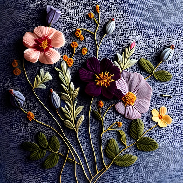 embroidery flowers colorful