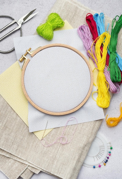 Embroidery hoop fabric thread and other accessories