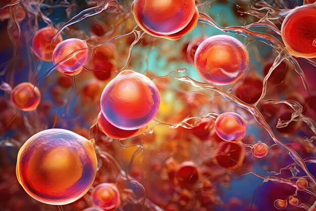 Foto cellule staminali embrionali terapia cellulare rigenerazione trattamento delle malattie colorato generato con ai