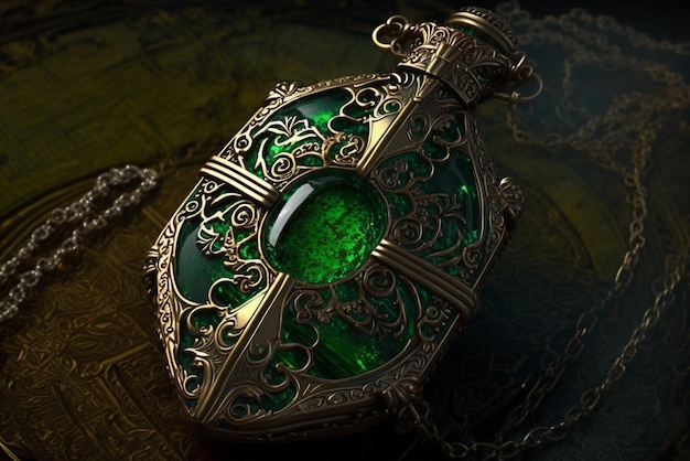 emerald amulet pendant