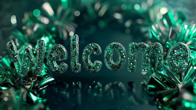 Photo emerald crystal welcome concept creative horizontal art poster