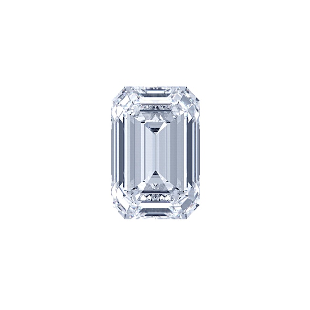 Emerald cut diamond single 3d render