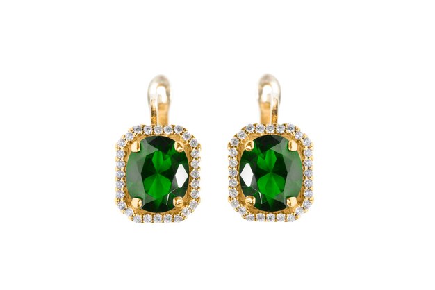 Emerald earrings isolated