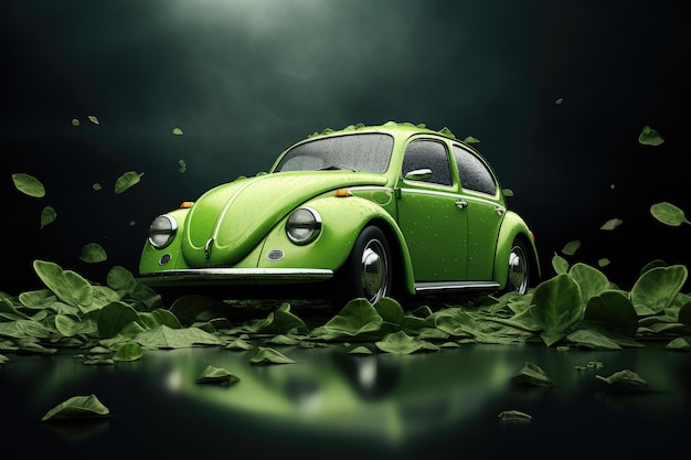Emerald Elegance A Classic Car Enveloped in Natures Splendor Generative AI