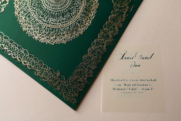 Фото Смарагдовая фасси хенна свадебное приглашение уникальный изысканный дизайн