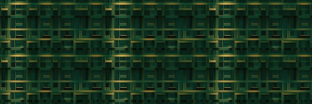 Emerald green and gold squares abstract background