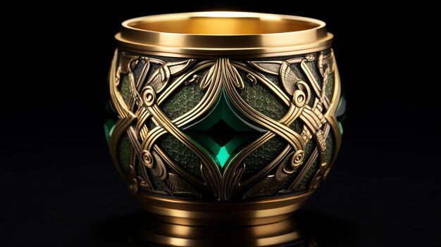 Photo emerald inspired gold cup a fusion of cryengine style and anglo gothic craftsmanship