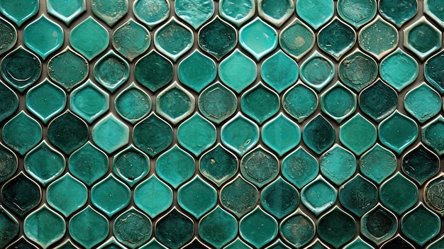 Emerald mosaic oriental background with Arabic patterns Generative AI