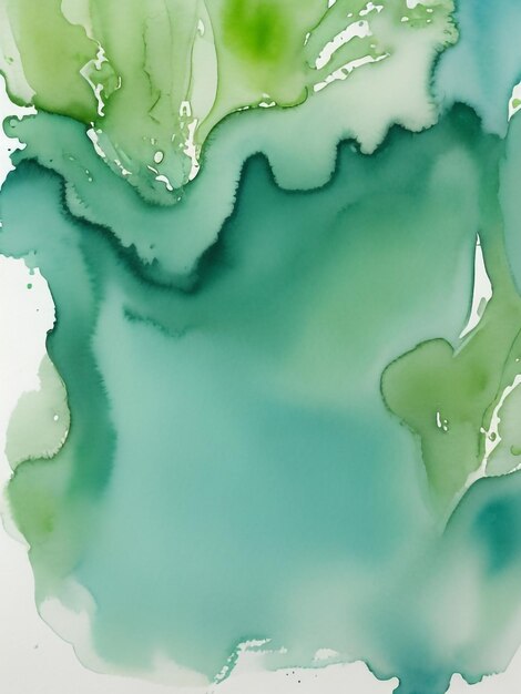 Emerald Oasis Serenity Abstract Watercolor Background in Tranquil Greens