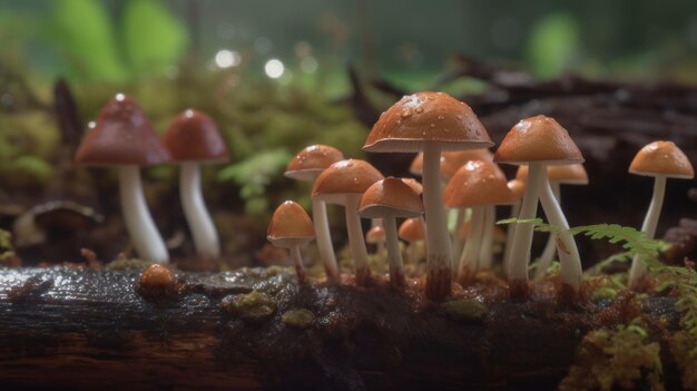 The emergence of various mushrooms and fungi after a rain