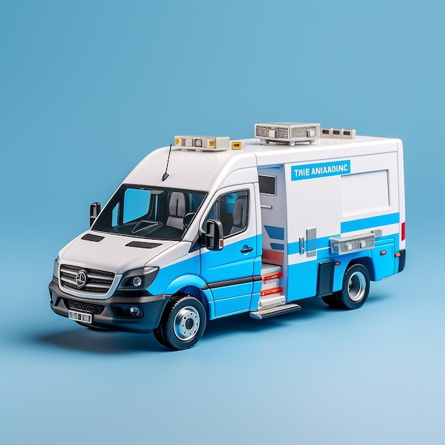 Photo emergency ambulance service concept on blue background