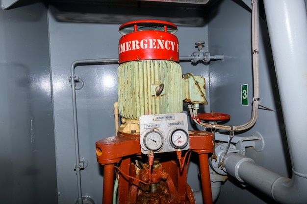Emergency fire pump. Marine engine. Safety equipment.
