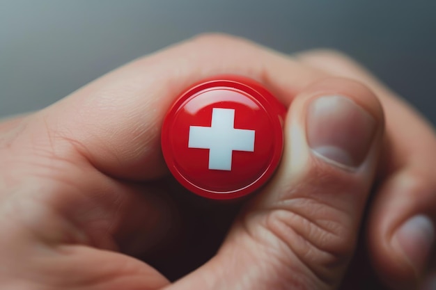 Photo emergency first aid button being pressed repeatedly