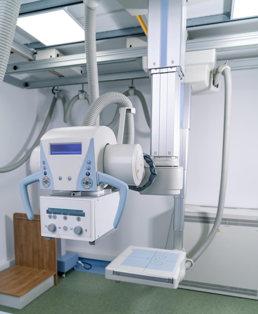 Emergency hospital ward with xray Modern surgical equipment in white clinic ward