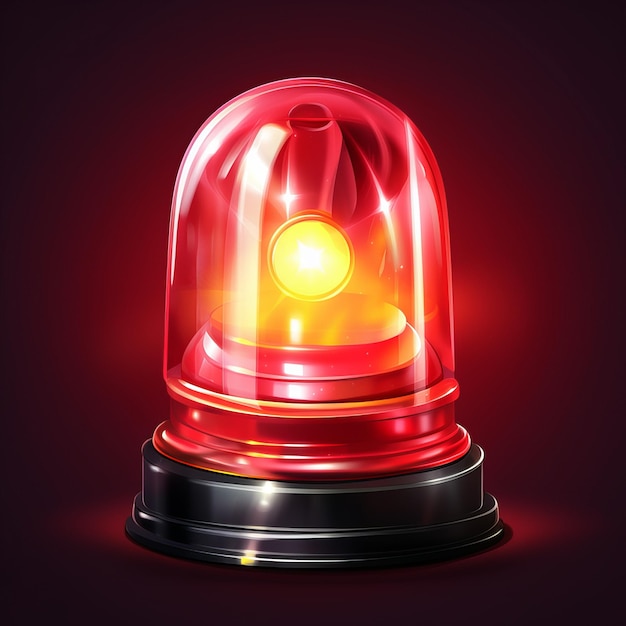 Emergency lights and a red siren isolated on a Dark Background