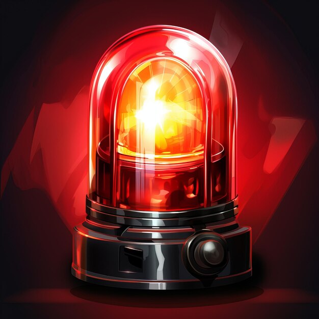 Photo emergency lights and a red siren isolated on a dark background