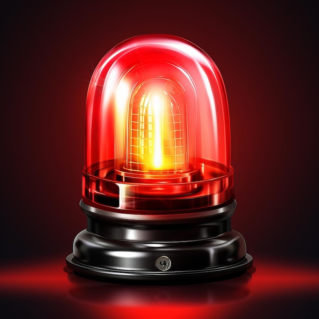 Photo emergency lights and a red siren isolated on a dark background