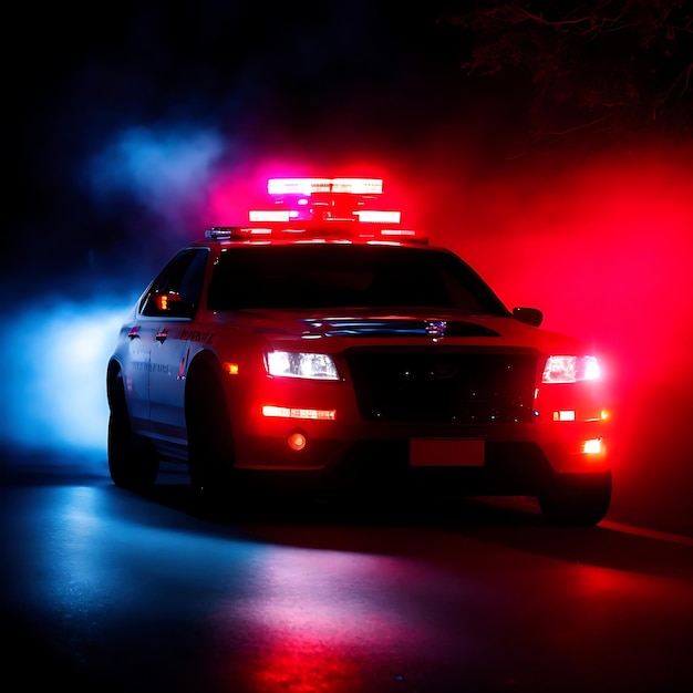 Emergency police car colorful background Ai Generated