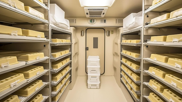 Организованное складское помещение для обеспечения готовности к чрезвычайным ситуациям в подземном бункере Генеративный ИИ