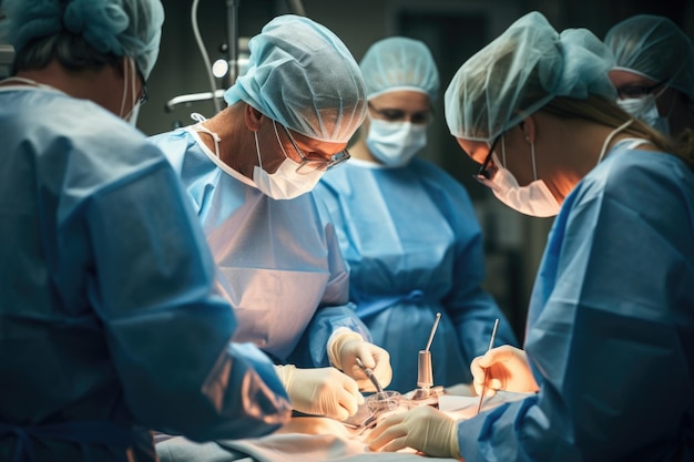 Foto un team di pronto soccorso che lavora insieme in un ospedale