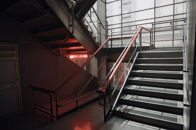 Emergency staircase with signage Generative AI